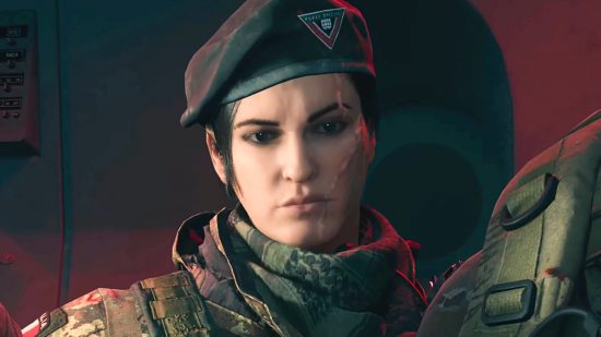 Call of Duty: Warzone 2 - Stiletto, an operator with a long scar down the left side of her face and a black beret