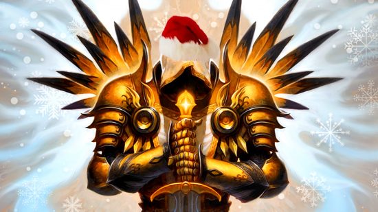 Diablo 3 Hellish Holiday event - Tyrael wearing a Santa hat