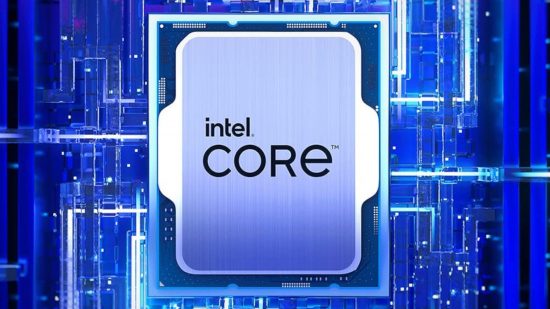 An 13th Gen Intel Core processor, against a glassy blue background