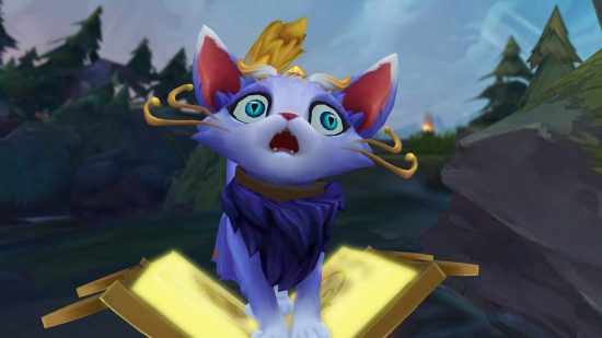League of Legends Yuumi rework incoming as Riot "isn't satisfied": A cat looking shocked while sitting on a floating book