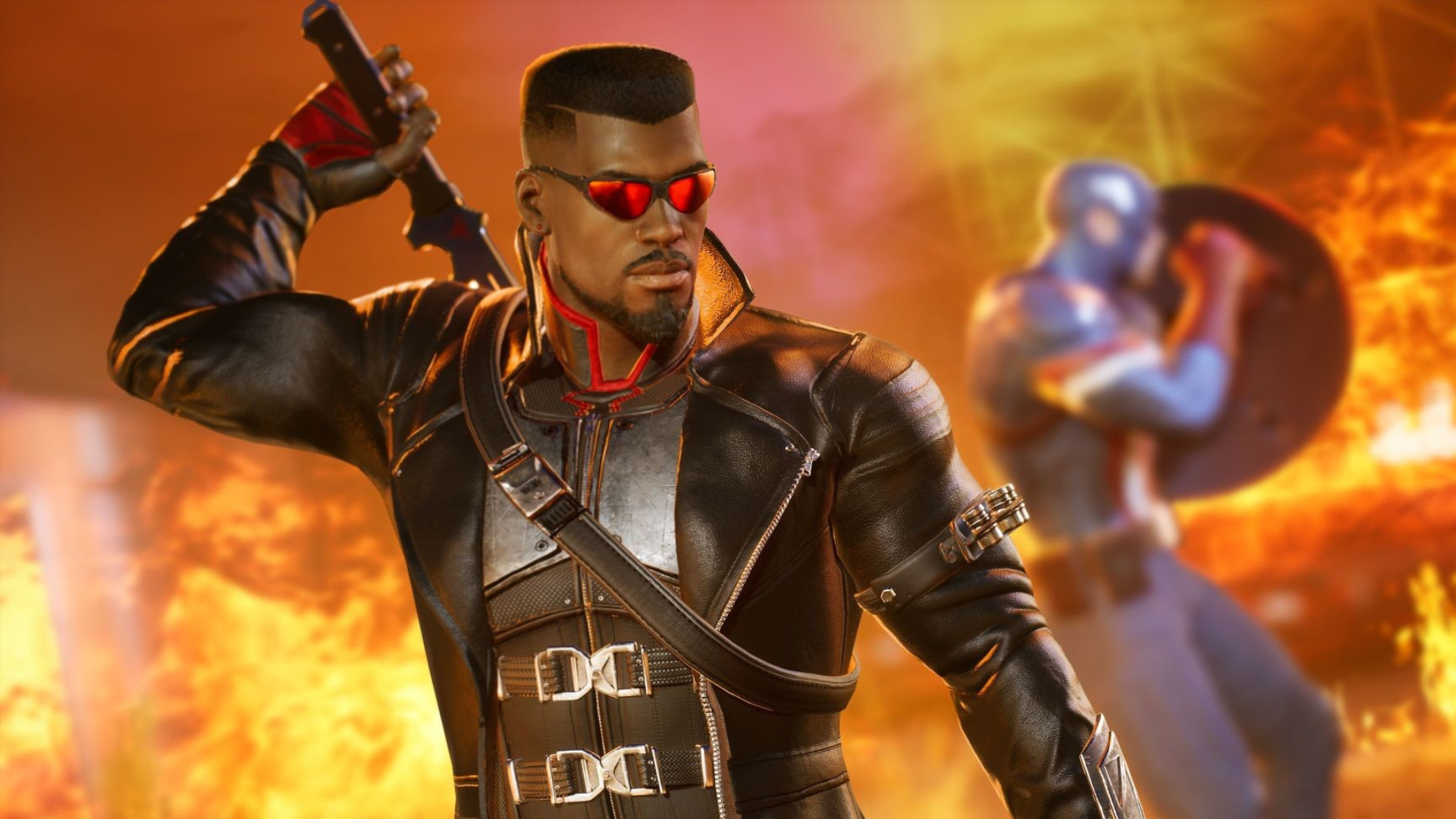 Midnight Suns character tier list: Blade (left) stands ready to draw his word, while Captain America (right) stands ready to take a hit