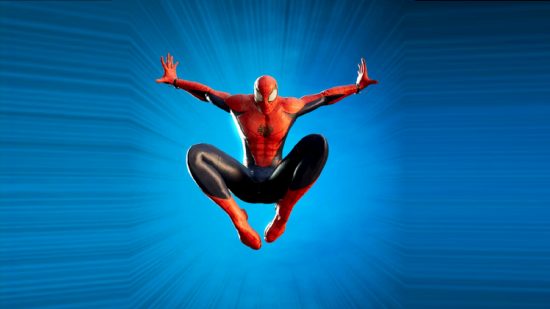 Best Midnight Suns Spider-Man build: a superhero leaps into action dressed in red and blue