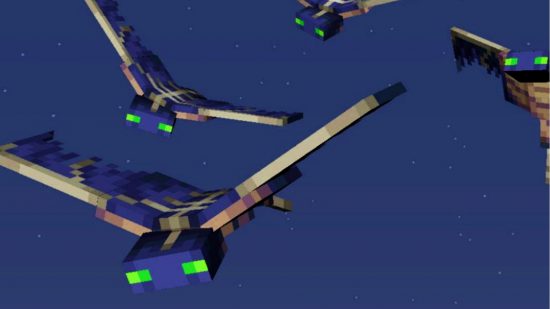 Minecraft Mobs: Three Phantoms บินในตอนกลางคืน