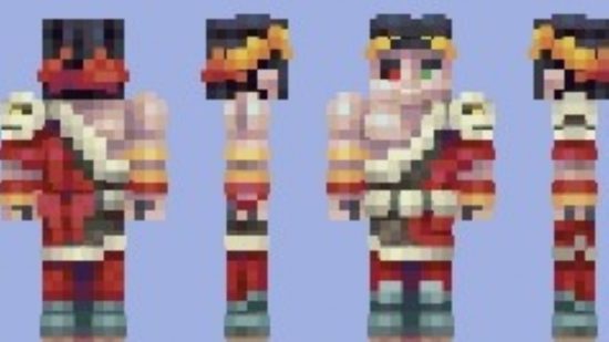 Minecraft skin brings Zagreus from Hades into the Nether. This image shows the skin itself.