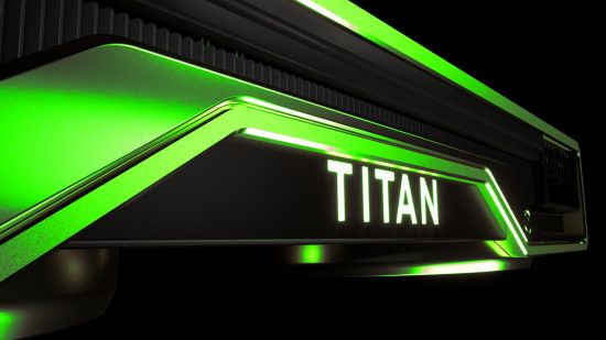 The side profile of an Nvidia RTX Titan graphics card