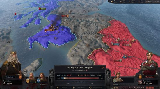Verfolgung der norwegischen Invasion in England in Crusader Kings 3, einem der besten Offline -Spiele