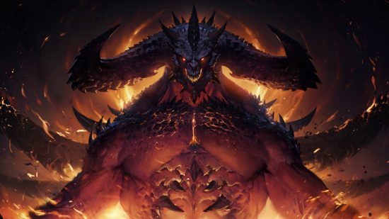 Now that's what I call PC games news 2022! A huge hulking demon standing on a firey background looks into the camera grinning maliciously