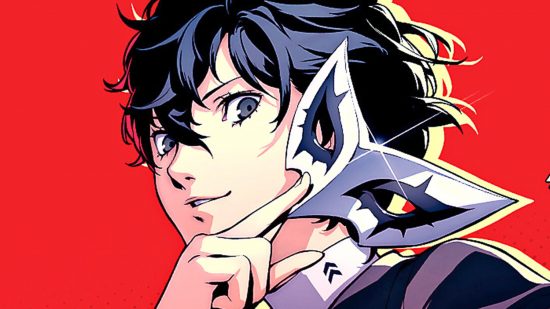 Steam Christmas sale date set as Valve doubles up Steam Deck giveaways: Joker from Persona 5 Royal, holding his white domino mast to the left side of his face