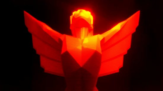 The Game Awards 2022 - an orange angel statue throwing its head back, wings outstretched