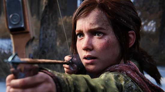 The Last of Us PC release date: Ellie nocks an arrow and takes aim against an unseen foe.