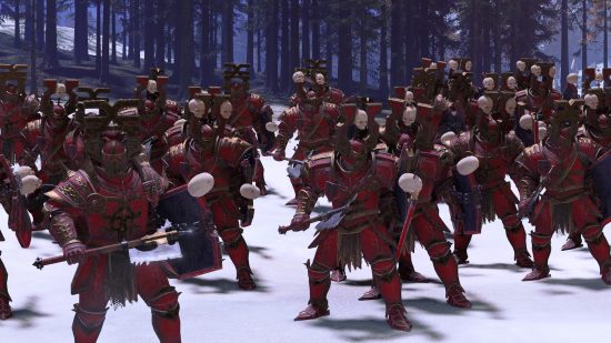 Total War: Warhammer 3 Chaos warriors line up in formation