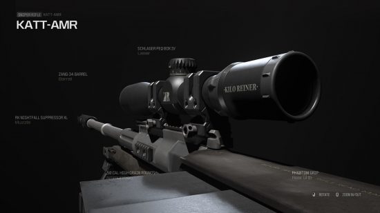 Best Warzone snipers: a close-up view of a sniper rifle, looking down the barrel.