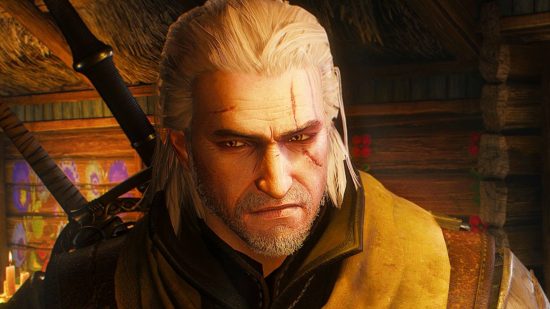 The Witcher’s Hearthstone-like card game Gwent will lose CDPR support. A fantasy warrior with long hair, Geralt from The Witcher, stares intently