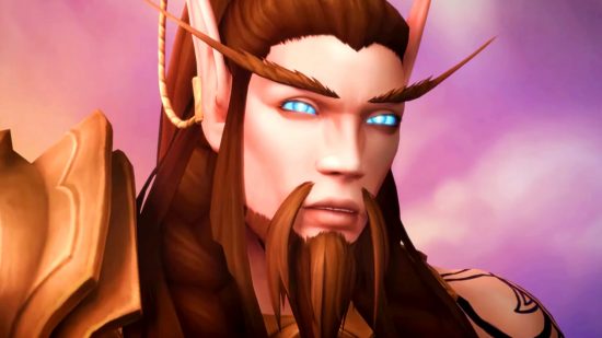 WoW Dragonflight quest log cap - Nozdormu in his humanoid form, with a long brown high ponytail and beard