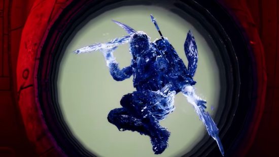 Best Destiny 2 Hunter Stasis builds for PvP and PvE: A Stasis Hunter casting its Super ability in front of a spheric background.