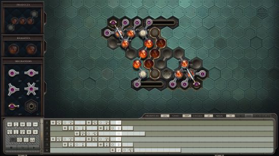 Best puzzle games - hexagonal gears and machines are linked together in a sequence.