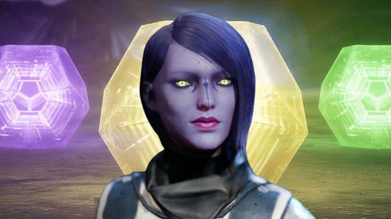 Destiny 2 rewards reminder: redeem outstanding loot before Lightfall: A Guardian stands in front of a series of emblems.