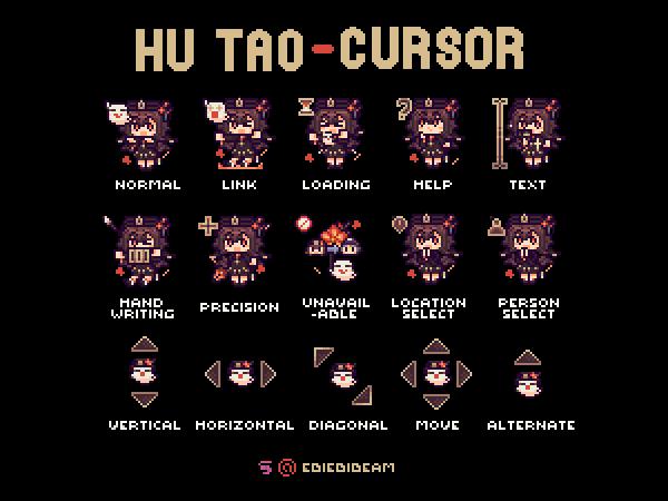 Custom Cursor Genshin Impact brings Hu Tao's pixel art to your desktop: multiple animated custom desktop cursors