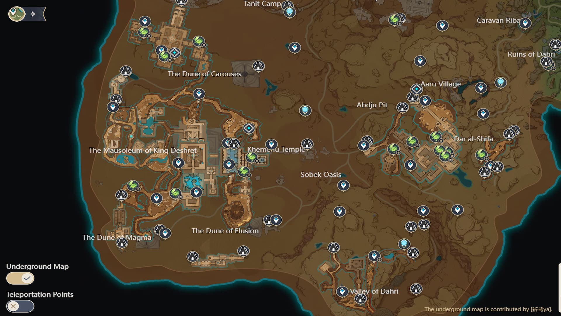 Genshin Impact adds Sumeru underground map in new HoYoLAB update: desert map with words and icons