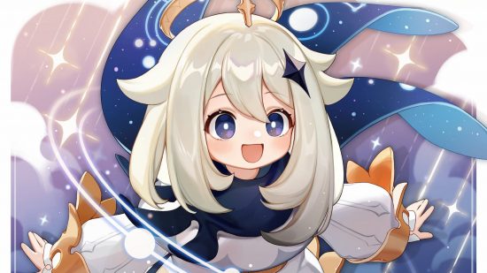 Genshin Impact support group rewards kind players with Paimon figure: anime girl with white hair and big smile
