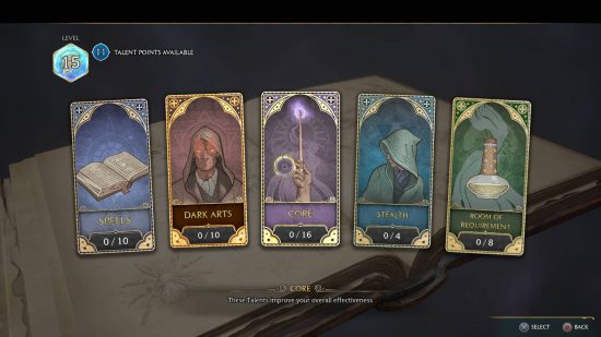 Hogwarts Legacy talents - all five categories of talents in the game.