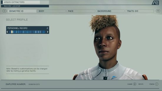 Starfield release date - the character creation screen in Starfield, showing options for tinkering with your character's appearance.