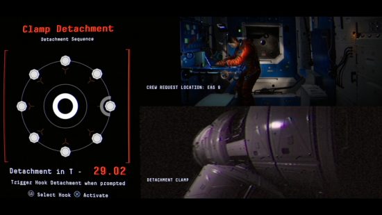משחקי הפריצה הטובים ביותר - תצפית: מסך המציג את מערכת הפריצה למעבורת חלל