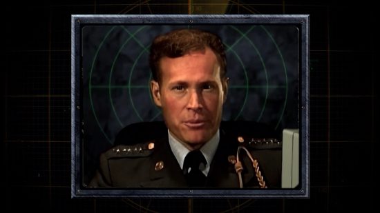 Command and Conquer Remastered Collection: General Mark Jamison Sheppard of the Global Defense Initiative appears in uniform in a Command and Conquer cutscene