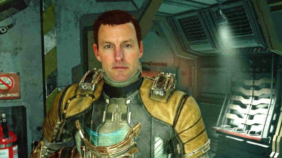 Dead Space MArker Fragment locations: a man looks unimpressed, standing in a room on a spacehip