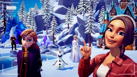 Dreamlight Valley Mirabel Olaf update: Olaf appears next to Elsa, Anna, and Kristoff
