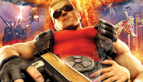 Duke Nukem 3D VR port is out now, playable, supports Meta Quest 2. A muscular man with sunglasses and blonde hair, Duke Nukem from the FPS game