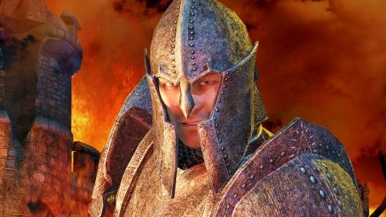 Elder Scrolls Oblivion remake, built in Skyrim, gets release date. An imperial guard in steel armour from the RPG game Elder Scrolls Oblivion