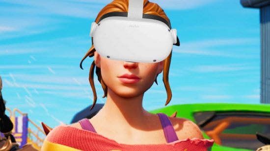 Fortnite VR gameplay is here, but Epic says it has no official plans. A character from battle royale game Fortnite wears an Oculus VR headset