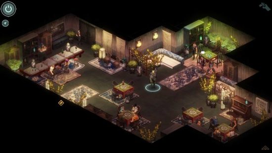 Games like Fire Emblem: the dark and gloomy inside of a building in the grid-based Shadowrun: Hong Kong 