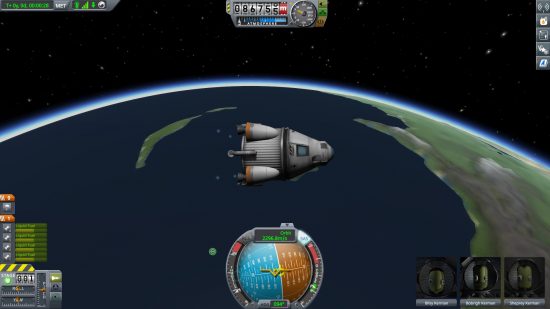Games zoals Starfield - Kerbal Space Program: een ruimteschip in een baan om de aarde