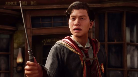 Hogwarts Legacy wants you to relax, with official Harry Potter ASMR. A young wizard holds aloft a wand in upcoming Harry Potter RPG game Hogwarts Legacy
