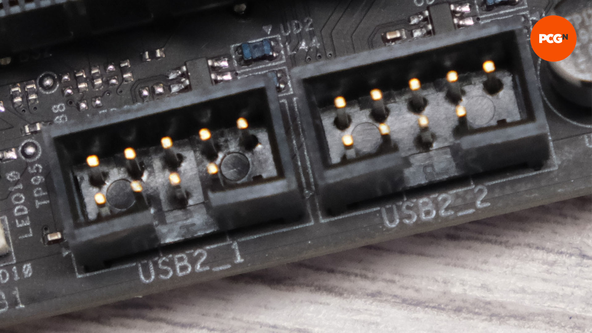 The USB 2 socket on a motherboard
