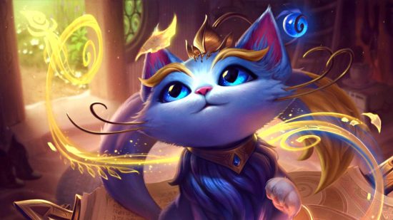 League of Legends season 13 release date revealed with Yummi nerf: a blue cat in expensive dress sat on a book