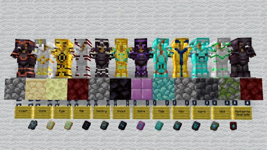 All Minecraft armor trims and smithing template base materials