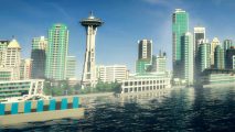 A city skyline from one of the biggest Minecraft cities maps available to download and explore.