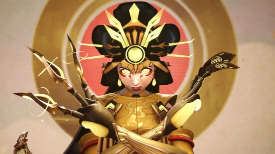 Overwatch 2 season 3 release date: The Amaterasu Kiriko mythic skin available in Overwatch 2 season 3, featuring a ceremonial headdress and based on the Japanese goddess of the sun.