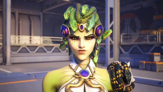 Overwatch 2 double XP weekend - Medusa Widowmaker glaring at the camera