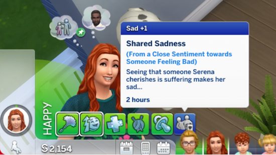 Sims 4 cheats: A happy Sim gains a point of sadness.