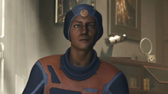 Starfield and Redfall "really important" for Game Pass in 2023: a person in an orange and blue jumpsuit with a blue cap on