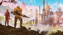 Steam building game lets you blow up your city to save the environment. A sci-fi soldier and engineer look over a futuristic space city in building game Dawn Apart
