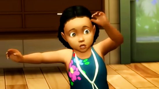 The Sims 4 - a toddler panicking as they almost fall over