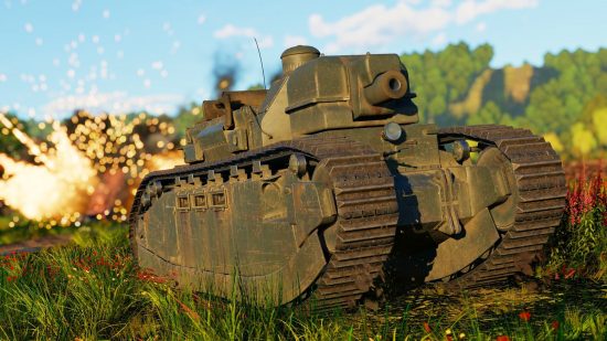 No, playing War Thunder won't cost you a job, says Raytheon. A tank rolls over a hill in free Steam game War Thunder.
