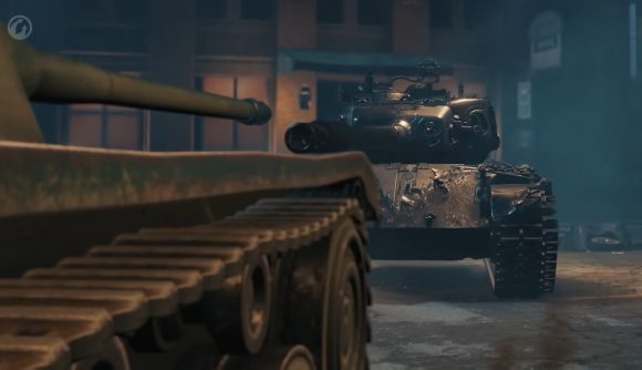 World of Tanks x Terminator 2 crossover image showing two tanks facing each other down.