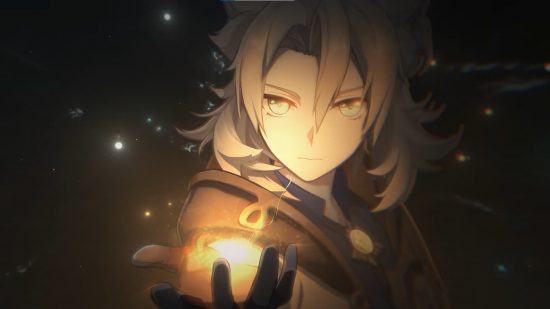Genshin Impact ads reference events that new players may never see: anime boy surrounded by darkness