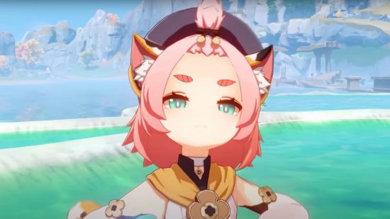 Genshin Impact is adding an Inazuman Geo cat girl, according to leaks: anime girl with pink hair and cat ears